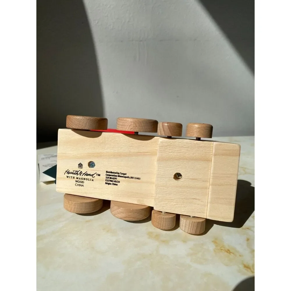 NWT Red Wooden Train And Penguin Conductor Hearth and Hand with Magnolia NWT